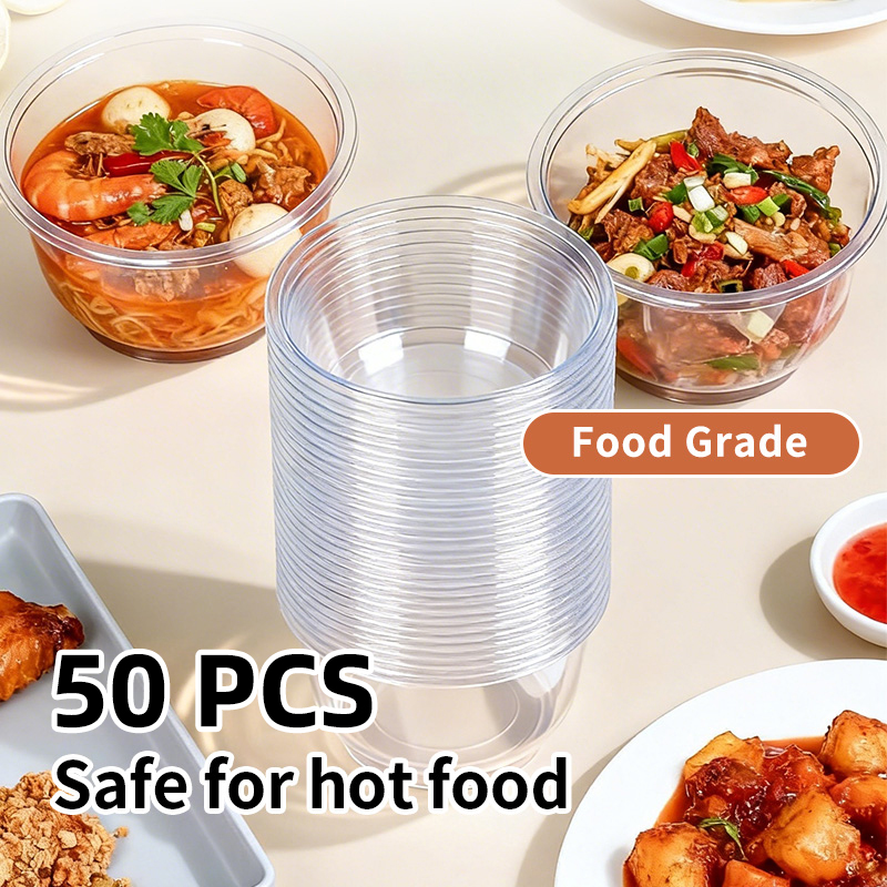 Food Storage Meals - ชามพลาสติกใสแบบใช้แล้วทิ้ง ทนทาน สำหรับไอศกรีม ของหวาน ผลไม้ สลัด